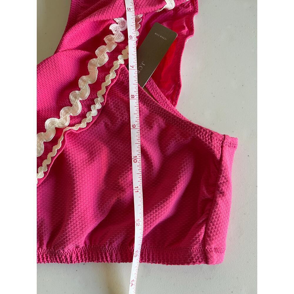 NWT J Crew Pink White Ric Rac Ruffle One Shoulder Bikini Top Sz Small - Picture 7 of 9